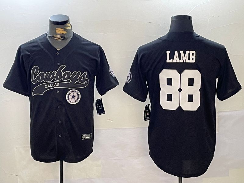 Men Dallas Cowboys #88 Lamb Black Joint Name 2024 Nike Limited NFL Jersey style 2